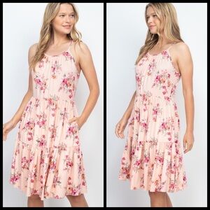 🆕Just In-Cami strap coral floral dress